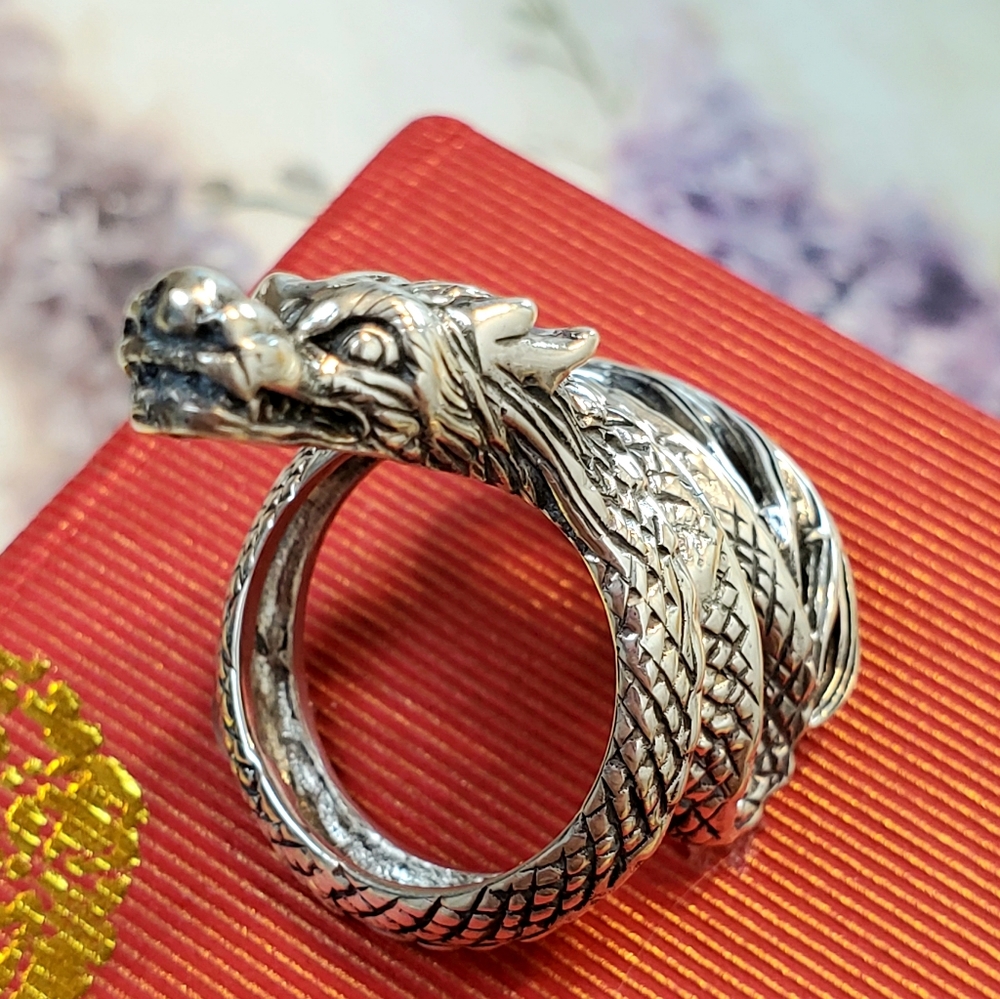 NEW 925 Sterling Silver Protection Dragon Ring - Picture 8 of 10